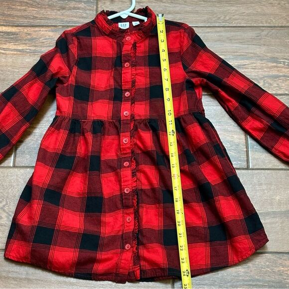Girls Ruffle Detail Buffalo Plaid Shirt Christmas Dress Size 6/6X - Picture 3 of 5